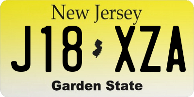 NJ license plate J18XZA