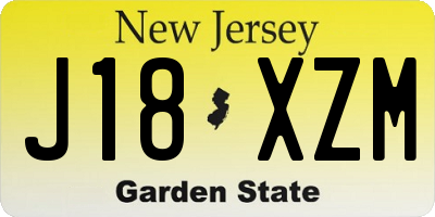 NJ license plate J18XZM