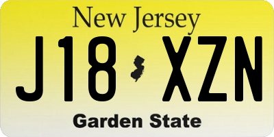 NJ license plate J18XZN