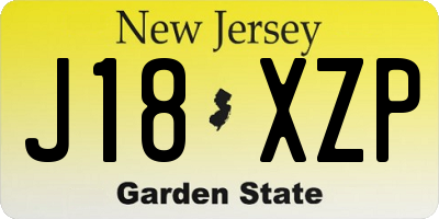 NJ license plate J18XZP