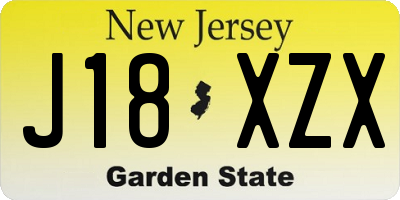 NJ license plate J18XZX