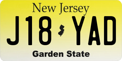 NJ license plate J18YAD