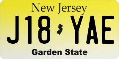 NJ license plate J18YAE