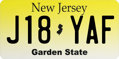 NJ license plate J18YAF