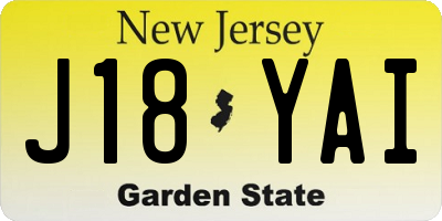 NJ license plate J18YAI