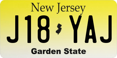NJ license plate J18YAJ