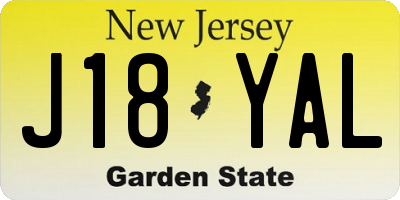 NJ license plate J18YAL