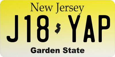 NJ license plate J18YAP