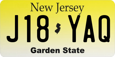 NJ license plate J18YAQ