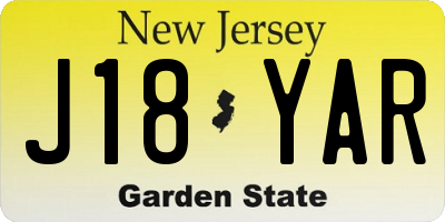 NJ license plate J18YAR