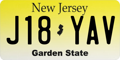 NJ license plate J18YAV
