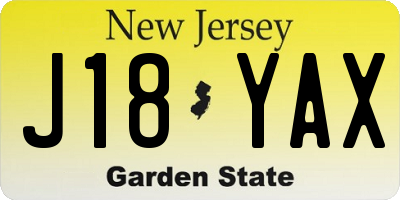 NJ license plate J18YAX