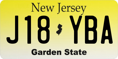 NJ license plate J18YBA