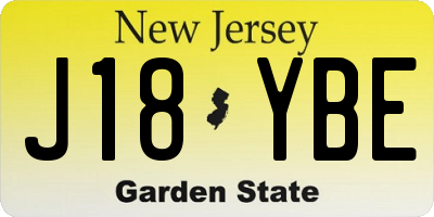 NJ license plate J18YBE