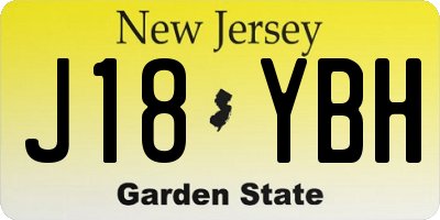 NJ license plate J18YBH