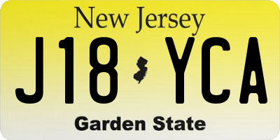 NJ license plate J18YCA