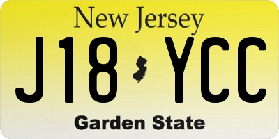 NJ license plate J18YCC