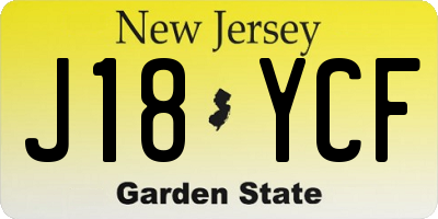 NJ license plate J18YCF