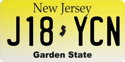 NJ license plate J18YCN