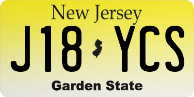 NJ license plate J18YCS