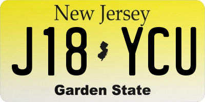 NJ license plate J18YCU