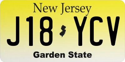 NJ license plate J18YCV