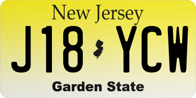 NJ license plate J18YCW