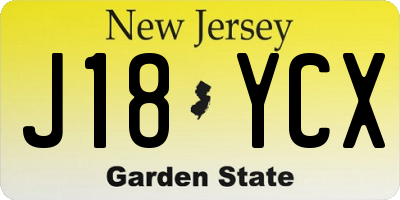 NJ license plate J18YCX