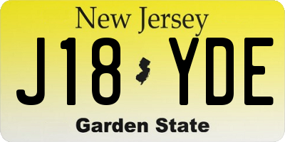 NJ license plate J18YDE