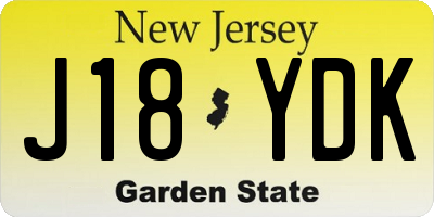 NJ license plate J18YDK