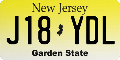 NJ license plate J18YDL