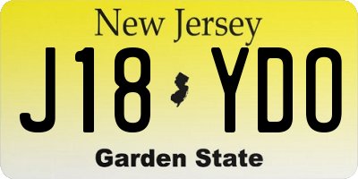 NJ license plate J18YDO