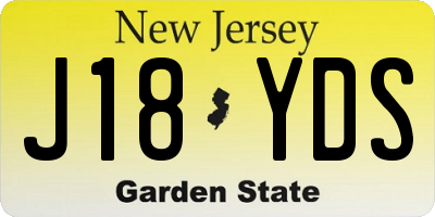 NJ license plate J18YDS