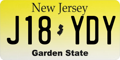 NJ license plate J18YDY