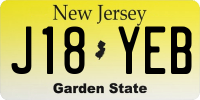 NJ license plate J18YEB