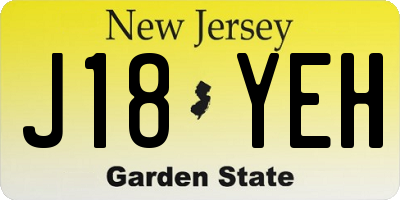 NJ license plate J18YEH