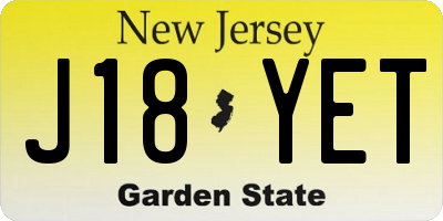 NJ license plate J18YET