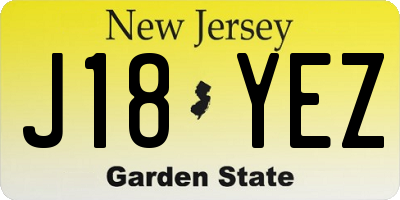 NJ license plate J18YEZ