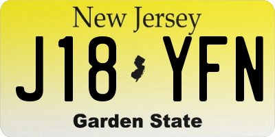 NJ license plate J18YFN