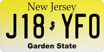 NJ license plate J18YFO