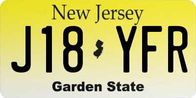NJ license plate J18YFR