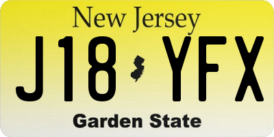 NJ license plate J18YFX