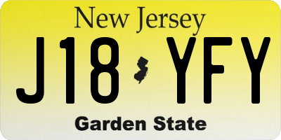 NJ license plate J18YFY