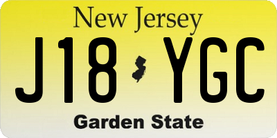 NJ license plate J18YGC