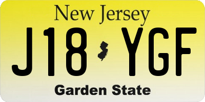 NJ license plate J18YGF