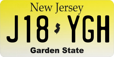 NJ license plate J18YGH