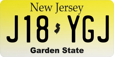 NJ license plate J18YGJ