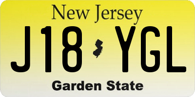 NJ license plate J18YGL