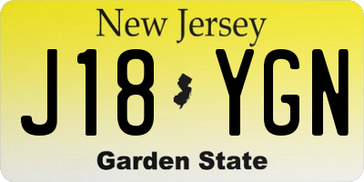 NJ license plate J18YGN