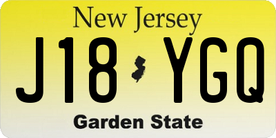 NJ license plate J18YGQ